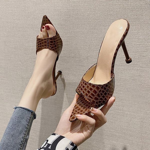 luxury slippers 10cm high women's summer 2021 fashion pointed line slippers thin heel sandals, Black
luxury slippers 10cm high women's summer 2021 fashion pointed line slippers thin heel sandals, Black