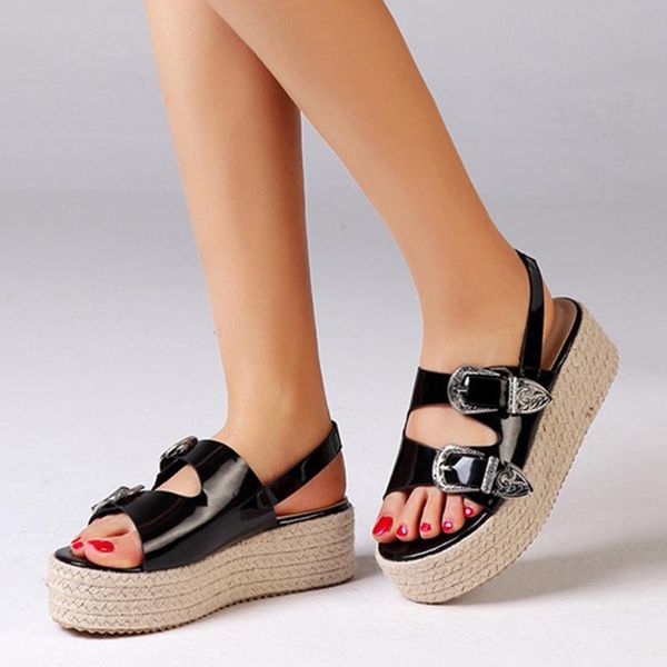 leisure female summer platform sandals open toe buckle wedges women causal beach straw heel shoes woman, Black
leisure female summer platform sandals open toe buckle wedges women causal beach straw heel shoes woman, Black