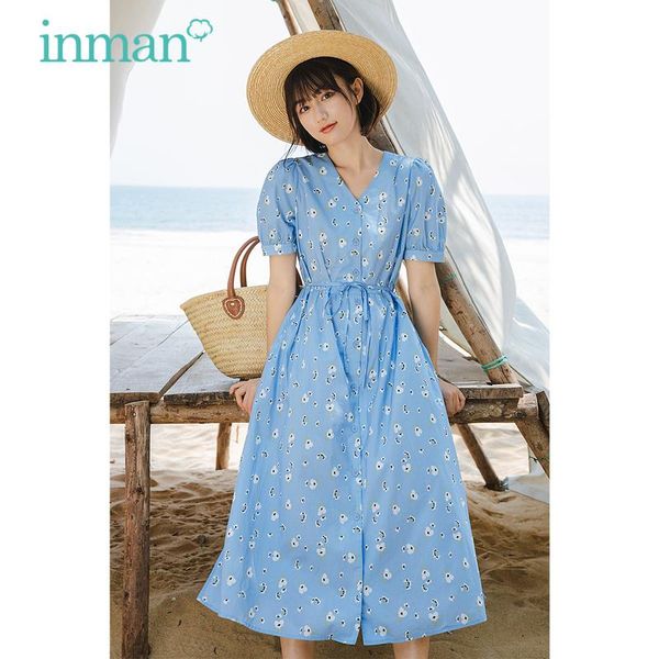party dresses inman summer elegant beach blue women dress pastoral v-neck fresh printing buttons short sleeve cotton a-line floral one-piece, White;black
party dresses inman summer elegant beach blue women dress pastoral v-neck fresh printing buttons short sleeve cotton a-line floral one-piece, White;black