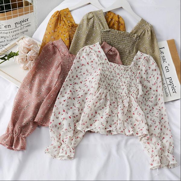 floral casual ruffles sweet short women shirts style spring and cute print elasticity blusas mujer, White
floral casual ruffles sweet short women shirts style spring and cute print elasticity blusas mujer, White