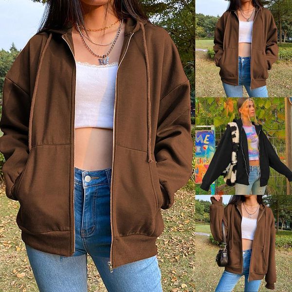women's jackets 2021 brown zip up sweatshirt winter jacket clothes oversize hoodies women plus size vintage pockets long sleeve pullove, Black;brown
women's jackets 2021 brown zip up sweatshirt winter jacket clothes oversize hoodies women plus size vintage pockets long sleeve pullove, Black;brown