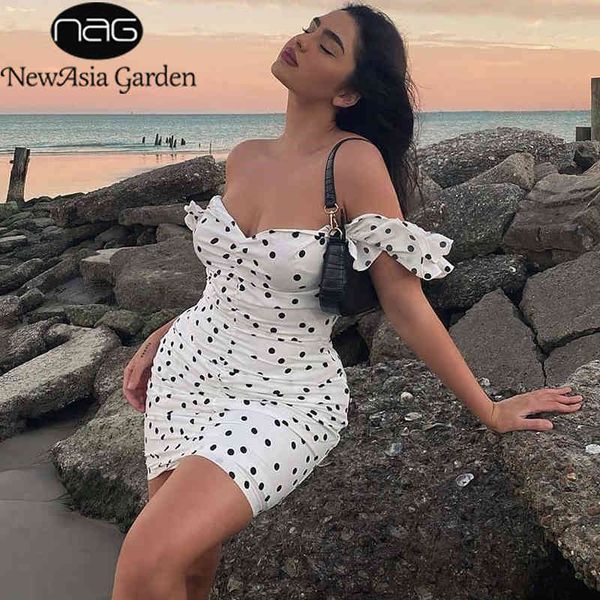 newasia ruffles polka dot vintage dress women off the shoulder boho elegant party dress backless summer dresses vestidos x0521, Black;gray
newasia ruffles polka dot vintage dress women off the shoulder boho elegant party dress backless summer dresses vestidos x0521, Black;gray
