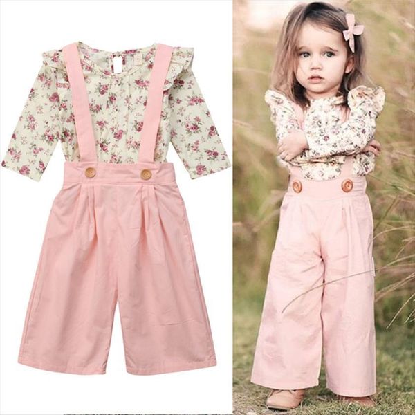 1 5y toddler kids baby girl clothes sets floral print long sleeve ruffle t shirt pink overalls pants outfit, White
1 5y toddler kids baby girl clothes sets floral print long sleeve ruffle t shirt pink overalls pants outfit, White