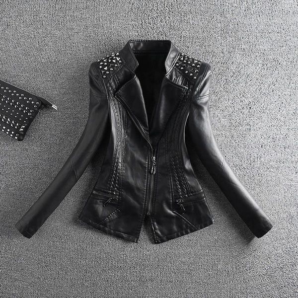women's leather & faux 2021 spring and autumn washed black tight motorcycle pu rivet grim style jacket slimming fit short zipper
women's leather & faux 2021 spring and autumn washed black tight motorcycle pu rivet grim style jacket slimming fit short zipper