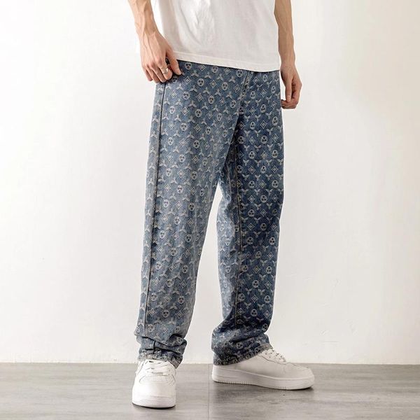 men's jeans american jacquard men autumn summer thin street ruffian handsome loose leg pants straight tube drop mop, Blue
men's jeans american jacquard men autumn summer thin street ruffian handsome loose leg pants straight tube drop mop, Blue