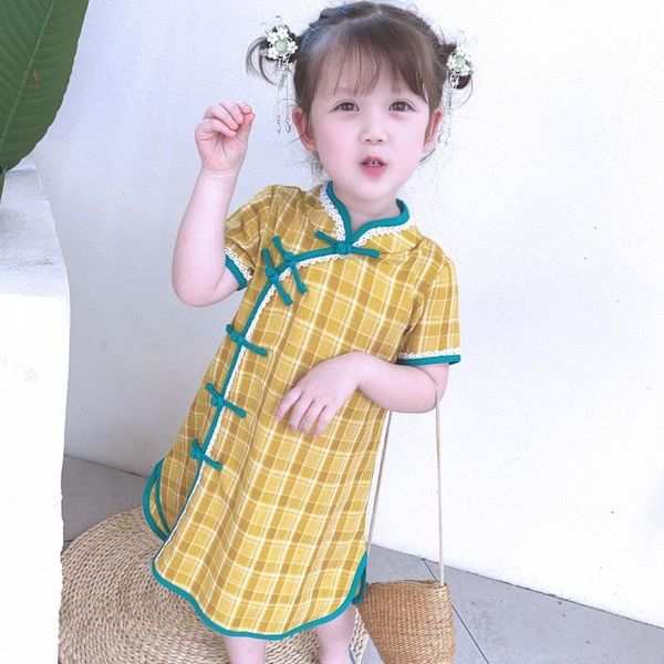 ethnic clothing children's chinese cheongsam summer girl plaid retro rural temperament traditional dress kid qipao girls, Red
ethnic clothing children's chinese cheongsam summer girl plaid retro rural temperament traditional dress kid qipao girls, Red