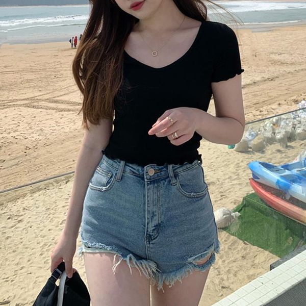 women's polos internet female korean sense of design non-mainstream slim fit western style slimming fashion v-neck short sleeve, White
women's polos internet female korean sense of design non-mainstream slim fit western style slimming fashion v-neck short sleeve, White