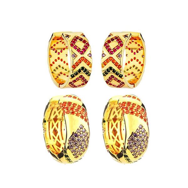 hoop & huggie fashion gold color micro mosaic fancy + zircon stripe cute buckle earrings for women ins jewelry, Golden;silver 
hoop & huggie fashion gold color micro mosaic fancy + zircon stripe cute buckle earrings for women ins jewelry, Golden;silver