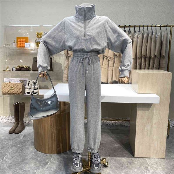 capri niche design 2021 half-neck sleeve hoodie + show thin pants with high-waist suit, Black;white
capri niche design 2021 half-neck sleeve hoodie + show thin pants with high-waist suit, Black;white