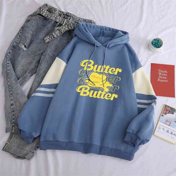bt bulletproof youth group album butter peripheral support songsuit the same loose hooded sweater men's and women's hoodies, Black