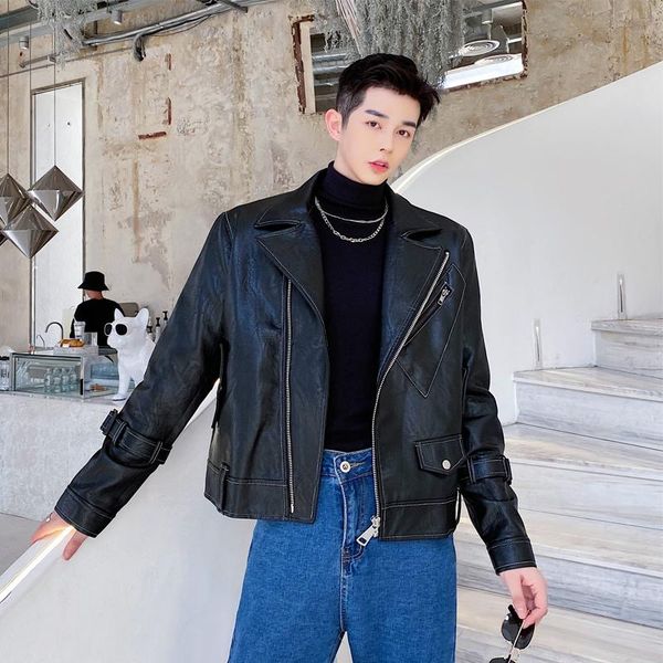 men's fur & faux men short style fake leather motorcycle jacket male streetwear hip hop punk rock pu coat outerwear, Black
men's fur & faux men short style fake leather motorcycle jacket male streetwear hip hop punk rock pu coat outerwear, Black