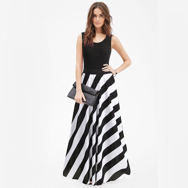 casual dresses vestidos verano women summer lady cold shoulder vest solid stripe long beach sundress 5not, Black;gray
casual dresses vestidos verano women summer lady cold shoulder vest solid stripe long beach sundress 5not, Black;gray