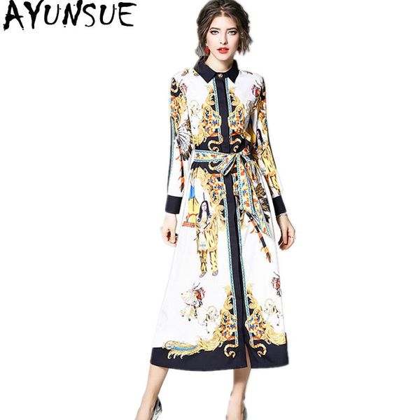 casual dresses ayunsue women long dress 2021 spring vintage printing shirt elegant maxi female vestidos womens clothing b30721, Black;gray
casual dresses ayunsue women long dress 2021 spring vintage printing shirt elegant maxi female vestidos womens clothing b30721, Black;gray