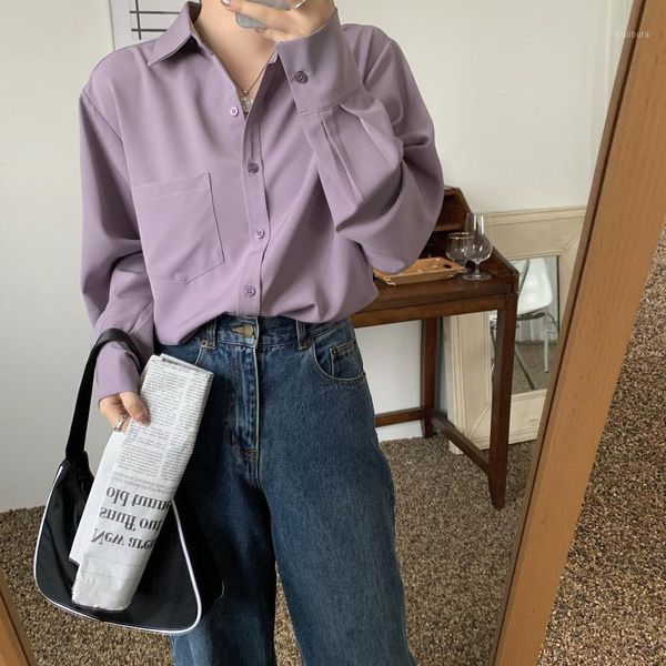women's blouses & shirts hzirip elegance shirt woman clothes 2021 summer loose solid long sleeve office lady casual basic femme, White
women's blouses & shirts hzirip elegance shirt woman clothes 2021 summer loose solid long sleeve office lady casual basic femme, White