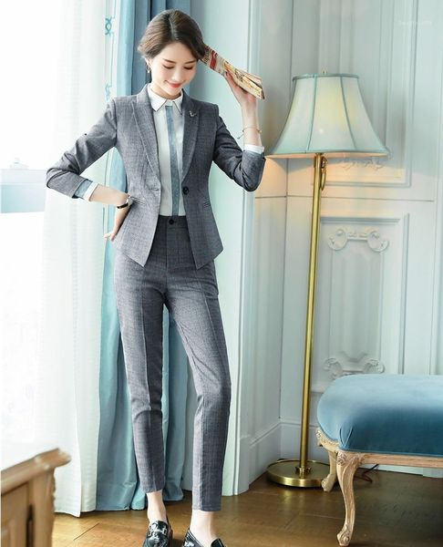 women's suits & blazers formal grey blazer women business pant and jacket sets work wear clothes ladies office uniform designs, White;black
women's suits & blazers formal grey blazer women business pant and jacket sets work wear clothes ladies office uniform designs, White;black