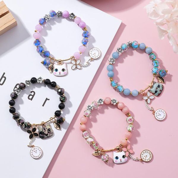 beaded, strands 1pc japanese sweet cute simple cat clock pendant glazed stone beads bracelet & bangles for women girls charm jewelry gift, Black
beaded, strands 1pc japanese sweet cute simple cat clock pendant glazed stone beads bracelet & bangles for women girls charm jewelry gift, Black