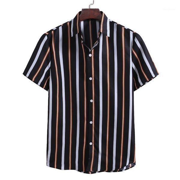men's stripe print short sleeve korean style shirts beach shirt dress, White;black
men's stripe print short sleeve korean style shirts beach shirt dress, White;black