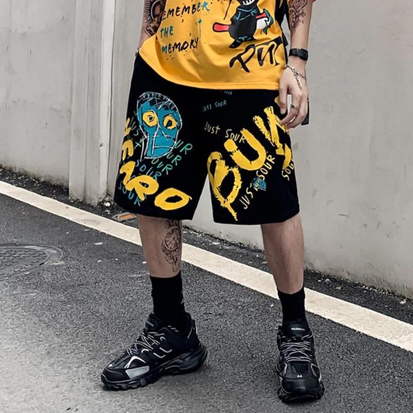 men's shorts drop graffiti hip hop cartoon letter printed trousers elastic waist summer casual loose knee length pants, White;black
men's shorts drop graffiti hip hop cartoon letter printed trousers elastic waist summer casual loose knee length pants, White;black