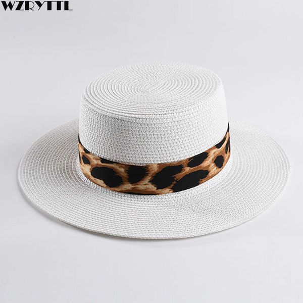 paper straw hat wide brim boater s leopard ribbon sun for women man summer beach cap panama 210531, Blue;gray
paper straw hat wide brim boater s leopard ribbon sun for women man summer beach cap panama 210531, Blue;gray