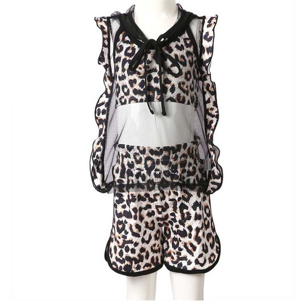 leopard print fashionable personality children's clothing set girls hooded mesh + sleeveless blouse loose shorts sets, White
leopard print fashionable personality children's clothing set girls hooded mesh + sleeveless blouse loose shorts sets, White