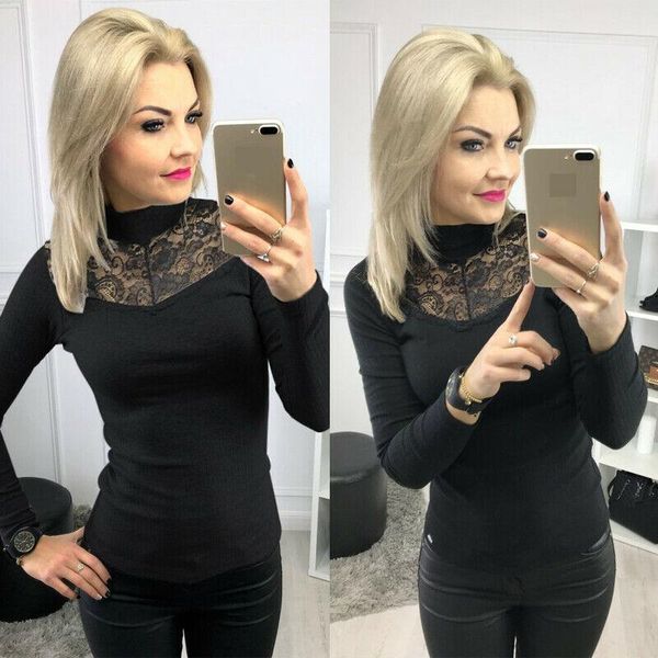women's blouses & shirts fashion casual women ladies skinny base shirt lace long sleeve slim black, White
women's blouses & shirts fashion casual women ladies skinny base shirt lace long sleeve slim black, White