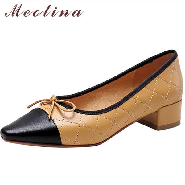 meotina pointed toe med heels genuine leather shoes women pumps sheepskin bow thick heel shoes slip on ladies footwear 210608, Black
meotina pointed toe med heels genuine leather shoes women pumps sheepskin bow thick heel shoes slip on ladies footwear 210608, Black