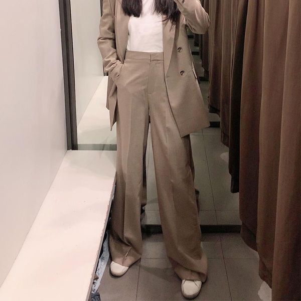 spring and autumn women's casual solid color high waist loose straight pants & capris, Black;white
spring and autumn women's casual solid color high waist loose straight pants & capris, Black;white