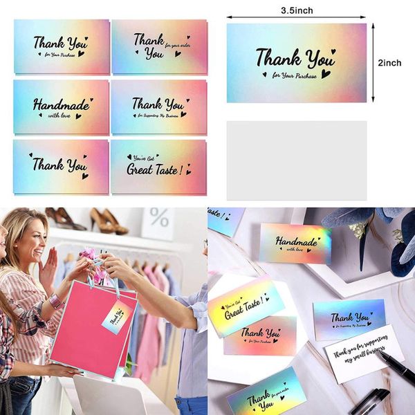 50sheets/set 5*9 cm colorful laser greeting card thank you for your order handmade gift wrapping decoration cards
50sheets/set 5*9 cm colorful laser greeting card thank you for your order handmade gift wrapping decoration cards