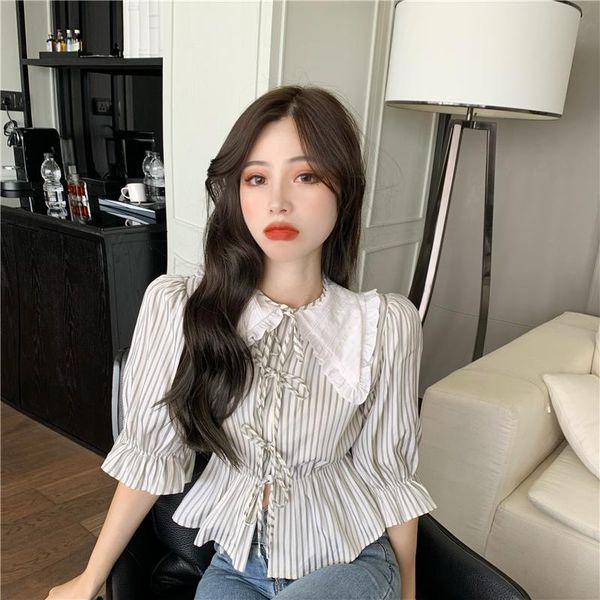 women's blouses & shirts coigarsam french style striped shirt womens floral print puff sleeve women 6031, White
women's blouses & shirts coigarsam french style striped shirt womens floral print puff sleeve women 6031, White