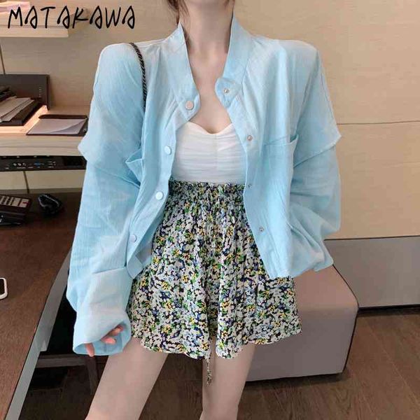 matakawa chic korean style blouse women simple o-neck shirt female spring temperament blusas loose fashion short 210513, White
matakawa chic korean style blouse women simple o-neck shirt female spring temperament blusas loose fashion short 210513, White
