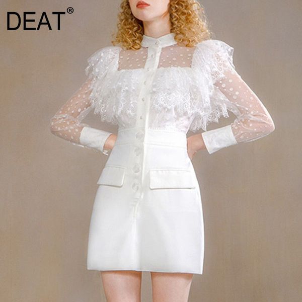 women white patchwork lace gauze ruffle dress stand neck long sleeve slim fit a-line fashion tide summer 7d1626 210421, Black;gray
women white patchwork lace gauze ruffle dress stand neck long sleeve slim fit a-line fashion tide summer 7d1626 210421, Black;gray