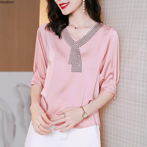women's blouses & shirts houthion sleeve blouse v-neck solid color drilling comfortable fashion casual summer shirt, White
women's blouses & shirts houthion sleeve blouse v-neck solid color drilling comfortable fashion casual summer shirt, White