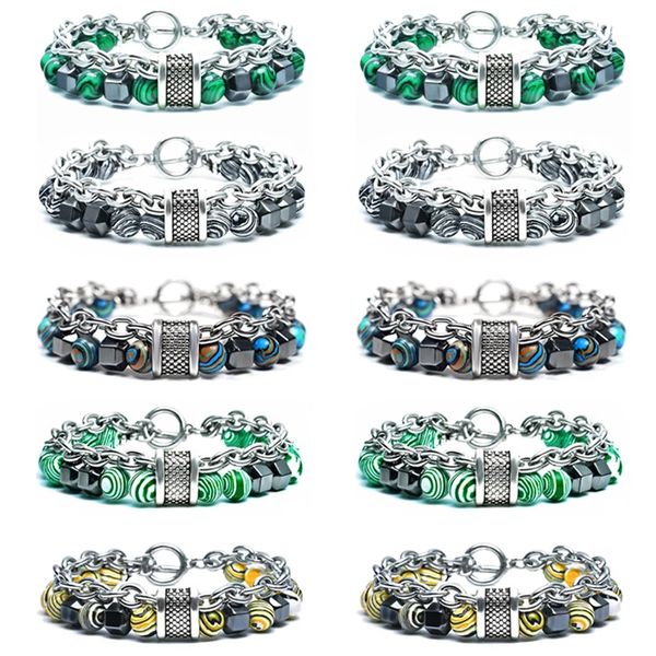 2022 natural stone beads bracelet for men accessories stainless steel women malachite beaded bracelet hiphop adjustable jewelry, Black
2022 natural stone beads bracelet for men accessories stainless steel women malachite beaded bracelet hiphop adjustable jewelry, Black
