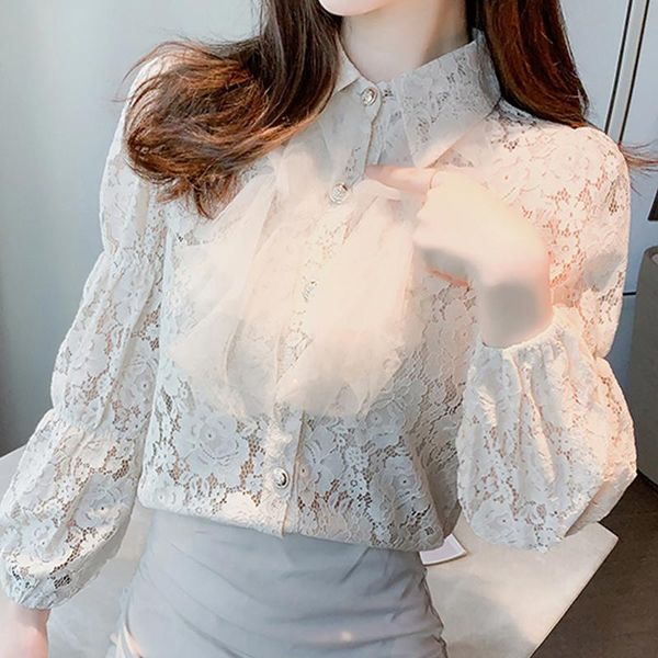long sleeve ruffles hollow lace blouse shirt women blusas mujer de moda 2021 turn down collar blouses e286 women's & shirts, White
long sleeve ruffles hollow lace blouse shirt women blusas mujer de moda 2021 turn down collar blouses e286 women's & shirts, White