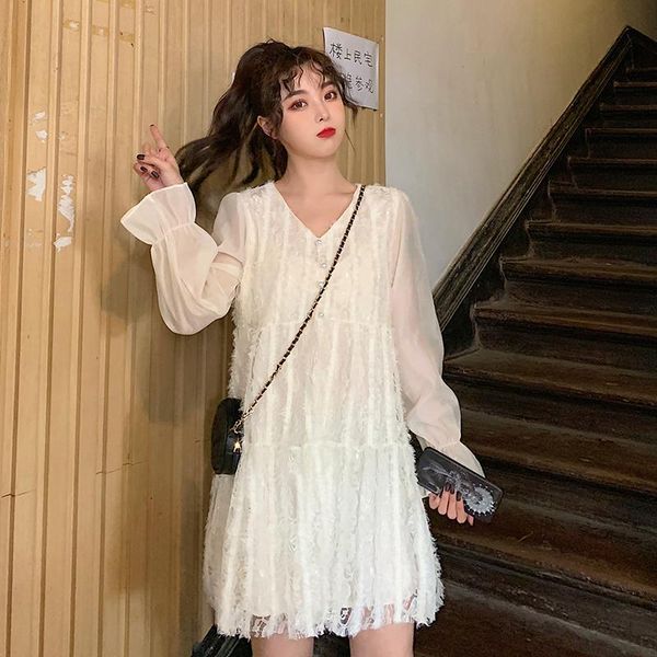 3639# maternity dress spring autumn solid color v neck long sleeves loose stylish pregnant women mom dresses, White
3639# maternity dress spring autumn solid color v neck long sleeves loose stylish pregnant women mom dresses, White