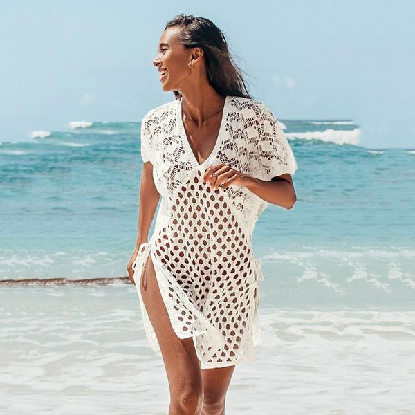 women's swimwear 2021 women summer sun-proof dress solid color hollow v-neck short sleeves swimsuit cover for girls white/black
women's swimwear 2021 women summer sun-proof dress solid color hollow v-neck short sleeves swimsuit cover for girls white/black