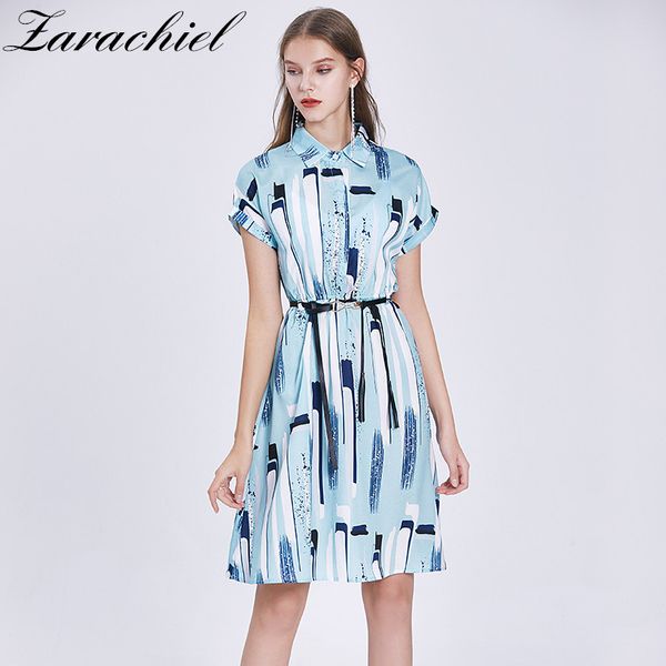 fashion striped silk women shirt elegant ol button belt elastic waist summer female casual office ladies blue dress 210416, Black;gray
fashion striped silk women shirt elegant ol button belt elastic waist summer female casual office ladies blue dress 210416, Black;gray