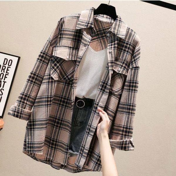 shirts spring korea fashion female sleeve long shirt turn-down collar big plaid style preppy cotton blouse plus size d220, White
shirts spring korea fashion female sleeve long shirt turn-down collar big plaid style preppy cotton blouse plus size d220, White