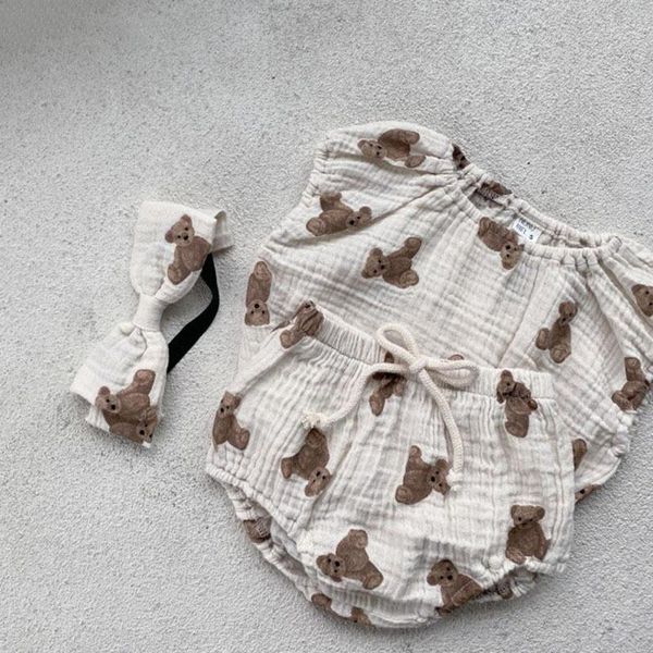clothing sets 2021 baby summer suit boys and girls round neck sleeveless cartoon bear three-piece boutique kids, White
clothing sets 2021 baby summer suit boys and girls round neck sleeveless cartoon bear three-piece boutique kids, White