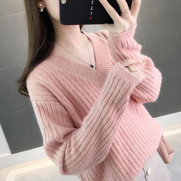 women's sweaters women v-neck split autumn winter solid fashion loose warm pullover knitted sweater, White;black
women's sweaters women v-neck split autumn winter solid fashion loose warm pullover knitted sweater, White;black