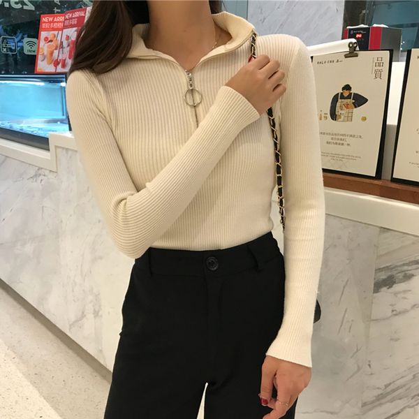 high neck sweater pullovers turtleneck autumn winter basic women sweaters slim fit black pull femme, White;black
high neck sweater pullovers turtleneck autumn winter basic women sweaters slim fit black pull femme, White;black