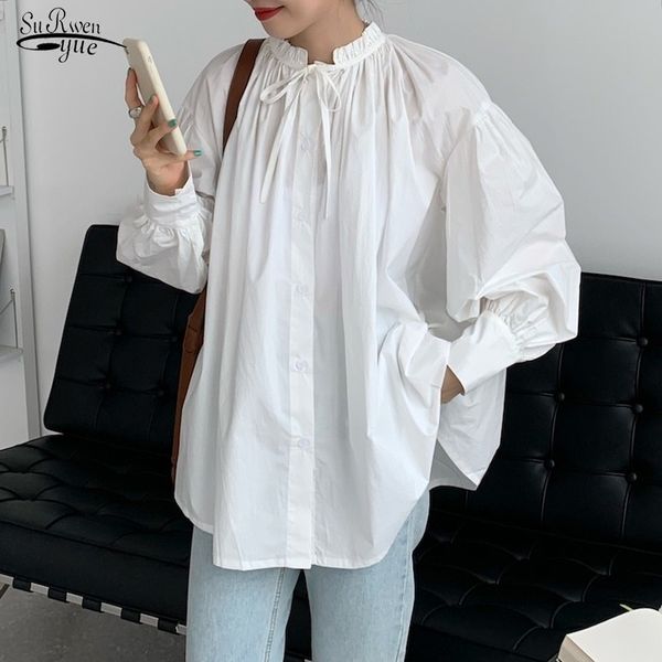 long sleeve cotton girl's blouse chic baroque lace-up lantern ultra-loose shirt femme casual white women 12299 210521
long sleeve cotton girl's blouse chic baroque lace-up lantern ultra-loose shirt femme casual white women 12299 210521
