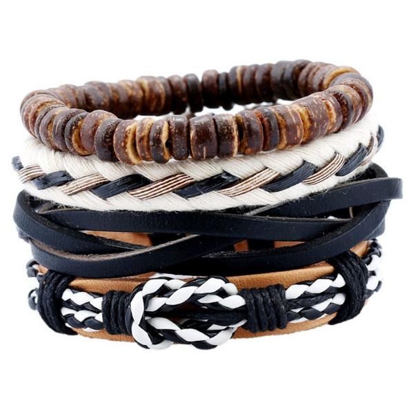 charm bracelets 4pcs/set vintage boho black leather white cord knots coconut beads layers stackable wrap bracelet bangles jewelry, Golden;silver
charm bracelets 4pcs/set vintage boho black leather white cord knots coconut beads layers stackable wrap bracelet bangles jewelry, Golden;silver