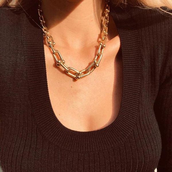 trendy punk joint link chain metal necklace minimalist thick solid adjustable celebrity jewelry chains, Silver
trendy punk joint link chain metal necklace minimalist thick solid adjustable celebrity jewelry chains, Silver