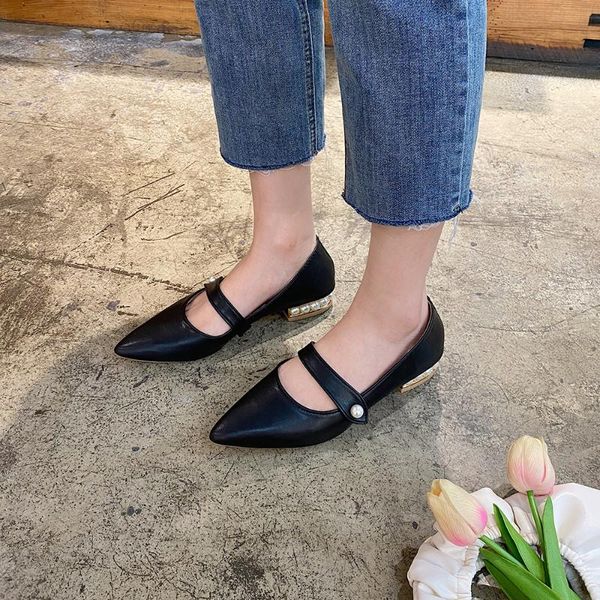 pearl pointed mary jane shoes women's flat bottom 2021 british style word with low-heeled spring and autumn sandals, Black
pearl pointed mary jane shoes women's flat bottom 2021 british style word with low-heeled spring and autumn sandals, Black