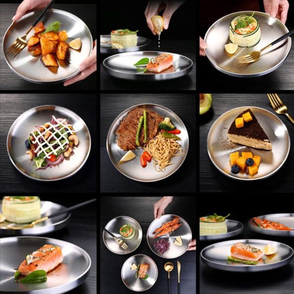 dishes & plates 304 stainless steel round dish double-wall shallow plate with wire drawing finish 17cm
dishes & plates 304 stainless steel round dish double-wall shallow plate with wire drawing finish 17cm