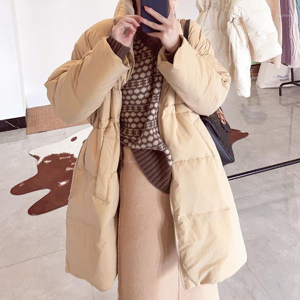 women's down & parkas autumn and winter arrival korean solid stand collar drawstring waist long ladies white duck thick jacket by9760, Black
women's down & parkas autumn and winter arrival korean solid stand collar drawstring waist long ladies white duck thick jacket by9760, Black