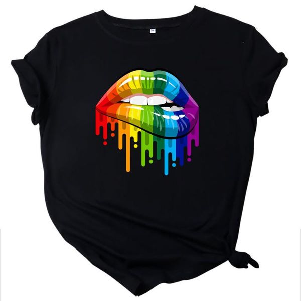 women's t-shirt rainbow lip printed cotton short-sleeved t-shirts summer o-neck s-5xl plus size tees, White
women's t-shirt rainbow lip printed cotton short-sleeved t-shirts summer o-neck s-5xl plus size tees, White