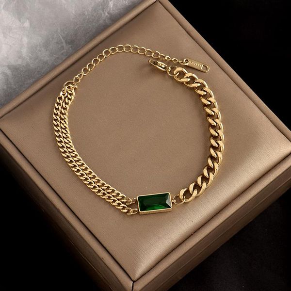 colorfast 316l stainless steel fashion thick chain bracelet green gem pendant retro trend for women link,, Black
colorfast 316l stainless steel fashion thick chain bracelet green gem pendant retro trend for women link,, Black