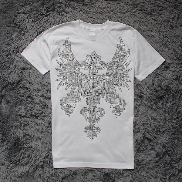 crosin spring and summer new drill skull cross pattern lovers men's round neck short sleeve t-shirt, White
crosin spring and summer new drill skull cross pattern lovers men's round neck short sleeve t-shirt, White